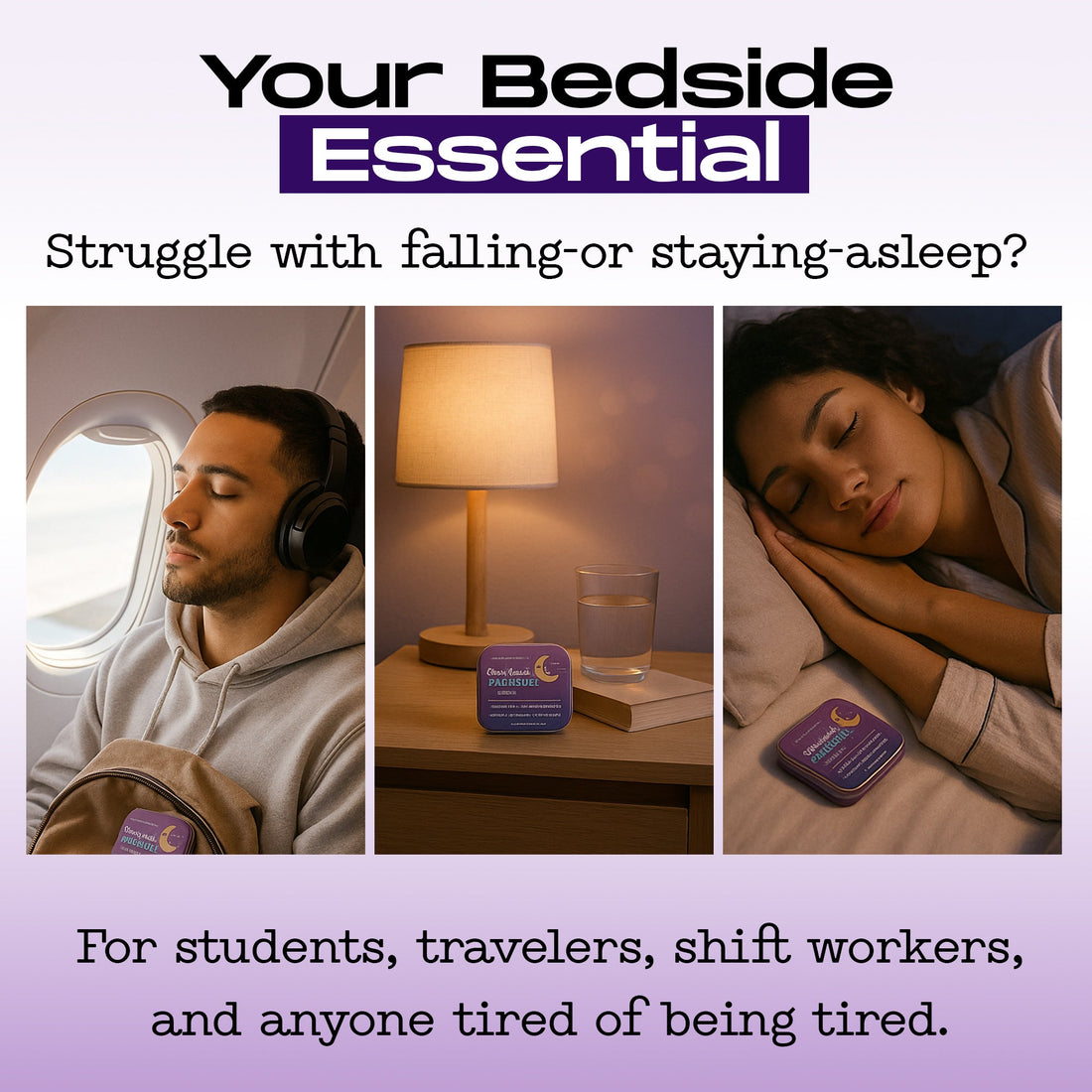 Melatonin strip held in hand for sleep support